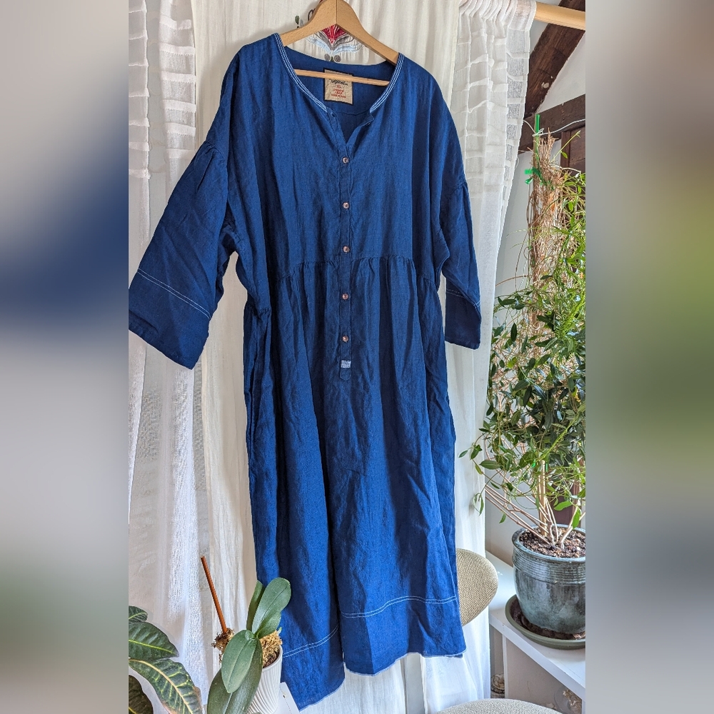 Gudrun Sjoden Blue Organic Linen Maxi Dress - Picture 14 of 14